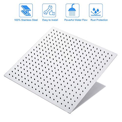 NearMoon Rain Shower Head, High Flow Stainless Steel Square Rainfall Shower, Waterfall Bath Shower Body Covering, Ceiling or Wall Mount (16 Inch, Chrome Finish) - color: Chrome Finish, size: 16 Inch Square