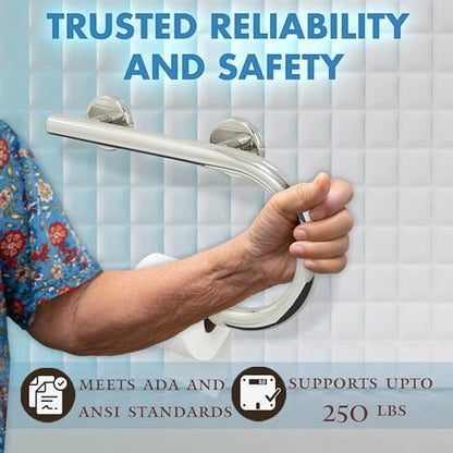Grab Bar Toilet Paper Holder - Bathroom Safety Aid/304 Stainless/Right/Polished Chrome/ 16.5"x 10" - color: Polished Chrome, Right Hand