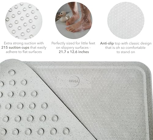 HEVEA Baby & Toddler Bath Mat - 100% Natural Rubber Non Slip Bathtub Mat for Baby - Upcycled, Danish Design - Safe & Sustainable Bathroom Essential (Marble) - color: Marble, size: 21.7" x 12.6" (Rectangular)