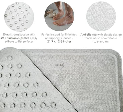 HEVEA Baby & Toddler Bath Mat - 100% Natural Rubber Non Slip Bathtub Mat for Baby - Upcycled, Danish Design - Safe & Sustainable Bathroom Essential (Marble) - color: Marble, size: 21.7" x 12.6" (Rectangular)