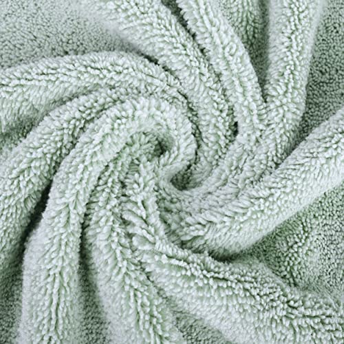 POLYTE 410 GSM Poly Blend Microfiber Quick Dry Bath Towel Set of 6 Pieces | 2-Body Towels, 2-Hand Towels, 2-Wash cloths, Oversize, Lint Free - color: Green