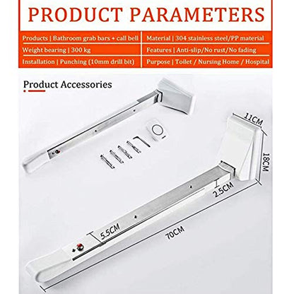 Flip Up Grab Bars for Bathroom, Handicap Rails ?Foldable Toilet Grab Bar Handles Support Bars Safety Handrails for Elderly Disabled Pregnant Shower AssistWithout Calling Bell（With calling bell） - size: With calling bell