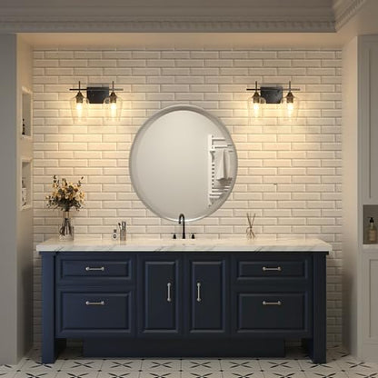 VONLUCE 2 Light Bathroom Vanity Light Fixture,Matte Black | Wine Glass Shades, E26 Sockets, Easy to install, Vanity Lights for Bathroom Bedroom Hallway Living Room - color: Black, size: 2-Light