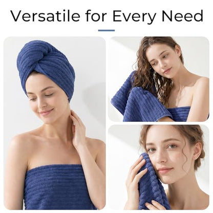 ZVH Hand Towels for Bathroom 6pcs 14X29.5inch,Quick Dry Microfiber,Super Soft,Hand Towels with Hanging Loops for Spa,Kitchen,Hotel (Deep Blue, Set of 6) - color: Deep Blue