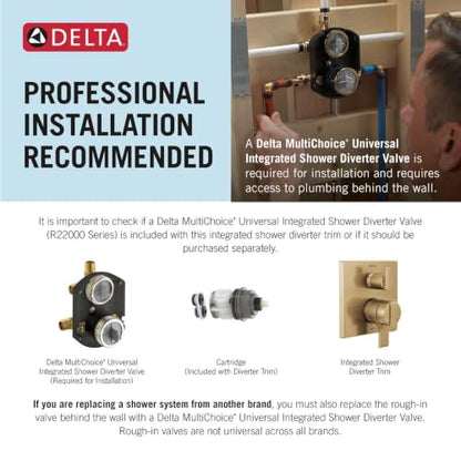 Delta Trinsic Dual-Function Shower Handle Valve Trim Kit with 3-Setting Integrated Diverter, Polished Nickel 3-Way Shower Diverter Valve Trim Kit, Polished Nickel T27859-PN (Valve Not Included) - color: Polished Nickel