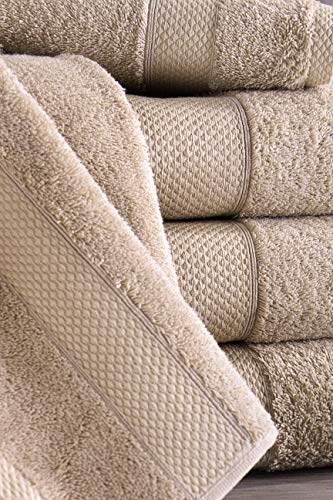 Towels Beyond - Luxury Towel Set for Bathroom, 100% Turkish Cotton, Quick Dry, Soft and Absorbent Bath Towels, Hand Towels, and Washcloths, Madison Collection - 12-Piece Set (Beige)