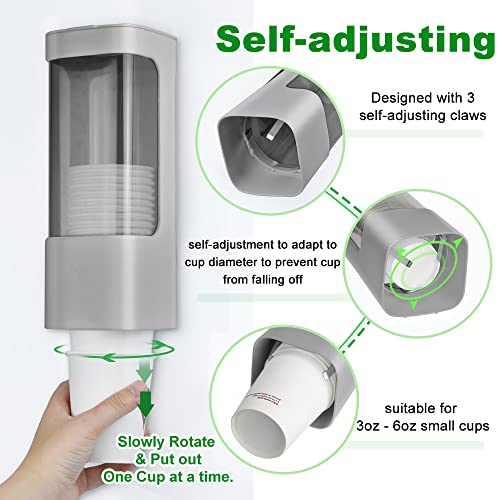 Cup Dispenser Wall Mounted Bathroom Cup Holder, 3oz-5oz Disposable Paper Cup Plastic Cup Dispenser, Water Cooler Dispenser Cup Holder with Paste Plate for Home Office Hospital Gym - color: Gray