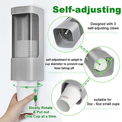 Cup Dispenser Wall Mounted Bathroom Cup Holder, 3oz-5oz Disposable Paper Cup Plastic Cup Dispenser, Water Cooler Dispenser Cup Holder with Paste Plate for Home Office Hospital Gym - color: Gray