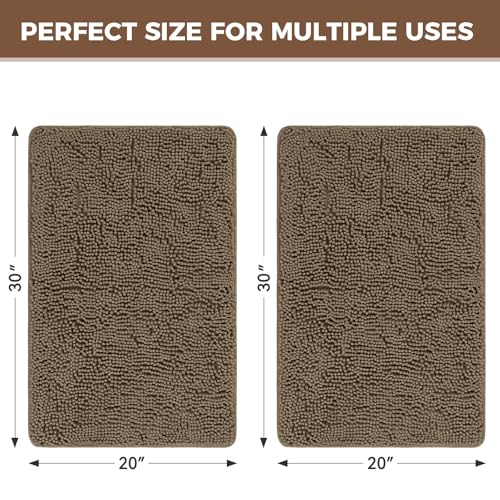 Bcoimo Bath Rugs Mat Set,2 Piece Non Slip Chenille Latte Bathroom Mat Sets | Extra Soft Bathroom Rug set;Non Slip with Rubber Backing Microfiber Mat;High Absorbent And Quick Drying mats;Machine Washable - color: Latte, size: 30×20 Plus 30×20