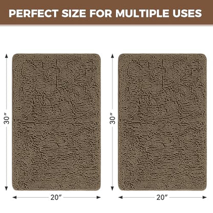 Bcoimo Bath Rugs Mat Set,2 Piece Non Slip Chenille Latte Bathroom Mat Sets | Extra Soft Bathroom Rug set;Non Slip with Rubber Backing Microfiber Mat;High Absorbent And Quick Drying mats;Machine Washable - color: Latte, size: 30×20 Plus 30×20