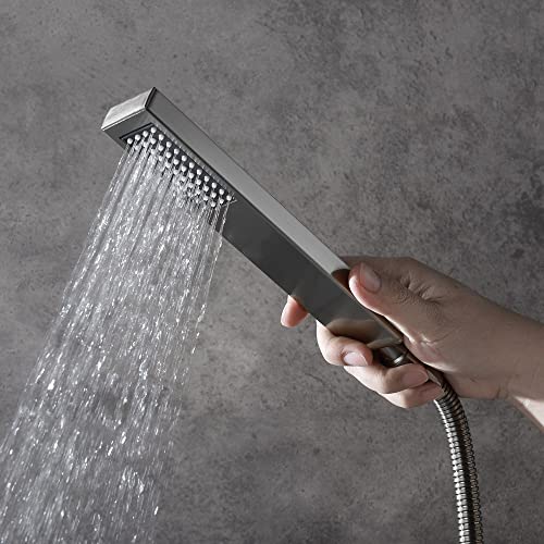 Cascada Digital 12” Wall Mounted Shower System with Single Handle & LCD Display, 3 Functions (Rainfall, Body jets & Handheld) (Brushed Nickel) - color: Brushed Nickel