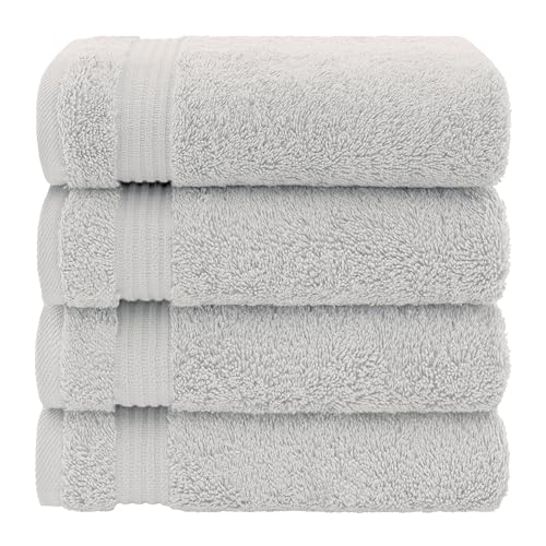 American Veteran Towel, Hand Towels for Bathroom Set of 4, 100% Cotton Turkish Hand Towel Sets, Soft Hand Face Towels, Silver Grey Hand Towels - color: Silver Grey, size: 16x28
