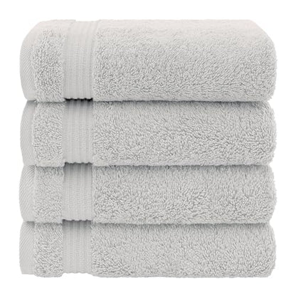 American Veteran Towel, Hand Towels for Bathroom Set of 4, 100% Cotton Turkish Hand Towel Sets, Soft Hand Face Towels, Silver Grey Hand Towels - color: Silver Grey, size: 16x28