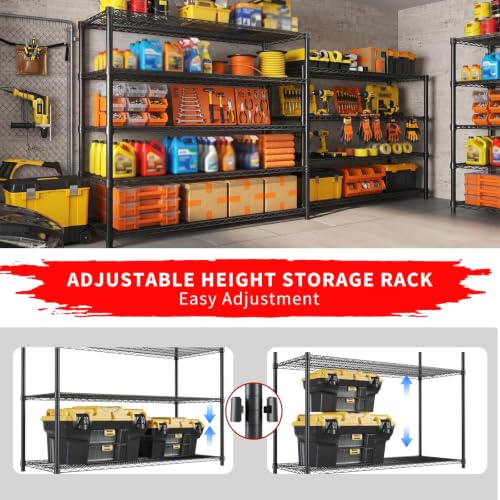 Garvee 4-Tier Wire Shelving 2560LBS Heavy Duty Storage Shelves Garage Rack | - size: 47.2"W x 63"H x 17.7"D