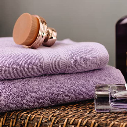 Luzia 8 Piece Bathroom Towel Set - 100% Turkish Cotton, Premium Quality - 2 Bath Towels 2 Hand Towels and 4 Washcloths (Lavender/Purple) - color: Lavender