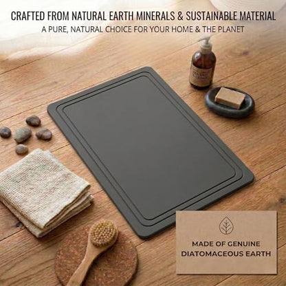 Stone Bath Mat – Diatomaceous Earth Quick Drying Non-Slip Bathroom Mat – Absorbent Diatomite Shower Mat, Durable & Easy to Clean, Modern, 23.6" x 15.3", (Slate Grey - Linea) - color: Slate Grey - Linea