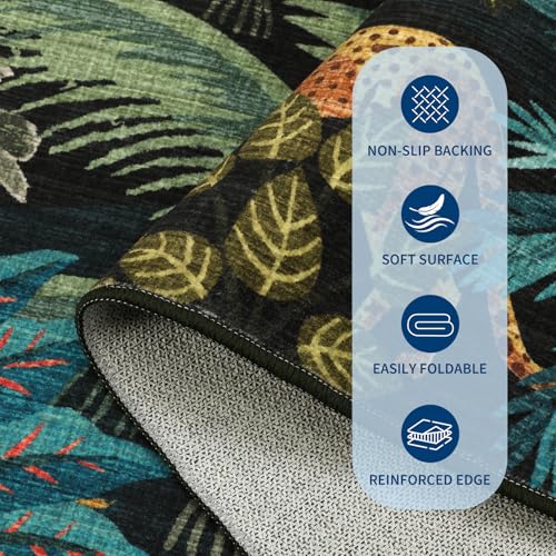 GarveeHome Jungle Animal Washable Area Rug - color: Blue, size: 3' x 7' (Rectangular)