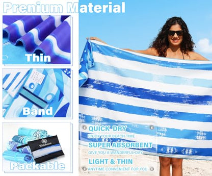 Widdonen Microfiber Beach Towel,Compact 2 Pack-71x32 Inch with Bag Travel | Extra Large,Lightweight,Thin,Sand Free,Quick Dry,Absorbent.Packable for Camping,Swim,Pool,Bath,Picnic,Cruise Essentials Gift - color: 2 Pack Blue Peank Dream World