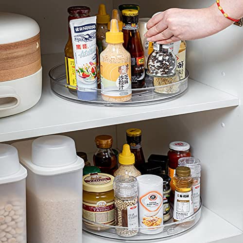 URALFA 2 Pack Lazy Susan Turntable, 10.5 Inch Spinning Cabinet Organizer | Clear Acrylic Rotating Round Lazy Susan, Plastic Spice Rack Storage for Fridge Refrigerator, Pantry, Countertop - size: 10.5 Inch / 1 Tier / 2 Pack