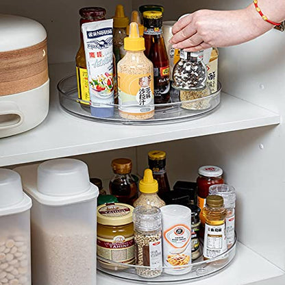 URALFA 2 Pack Lazy Susan Turntable, 10.5 Inch Spinning Cabinet Organizer | Clear Acrylic Rotating Round Lazy Susan, Plastic Spice Rack Storage for Fridge Refrigerator, Pantry, Countertop - size: 10.5 Inch / 1 Tier / 2 Pack