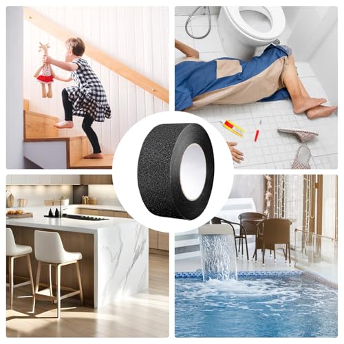 Non Slip Tape Non Skid Waterproof Adhesive Safety | Safety Tape for Home, Bathroom, Kitchen, Floor, Outdoor, Public Restroom, Pool, Entrance, Aisle - size: Black Q pattern 2.5cm*5m