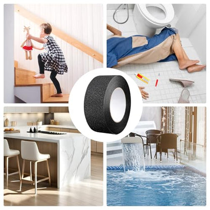 Non Slip Tape Non Skid Waterproof Adhesive Safety | Safety Tape for Home, Bathroom, Kitchen, Floor, Outdoor, Public Restroom, Pool, Entrance, Aisle - size: Black Q pattern 2.5cm*5m