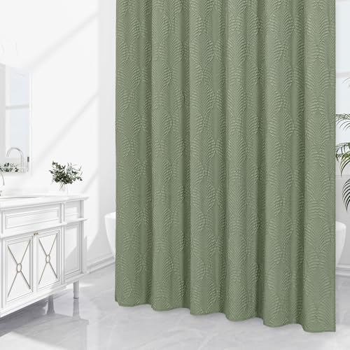72x84 Extra Long Shower Curtain, Sage Green 3D Embossed Half Bath Curtain - color: Sagegreen, size: 72"W x 84"L (Pack of 1)