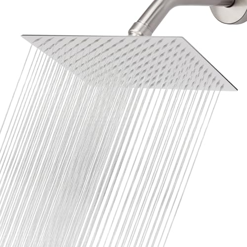 NearMoon Rain Shower Head, High Flow Stainless Steel Rainfall Shower, High Pressure Design, Awesome Shower Experience Even At Low Water Flow (12 Inch Rectangle, Brushed Nickel) - color: Brushed Nickel, size: 12*8 Inch