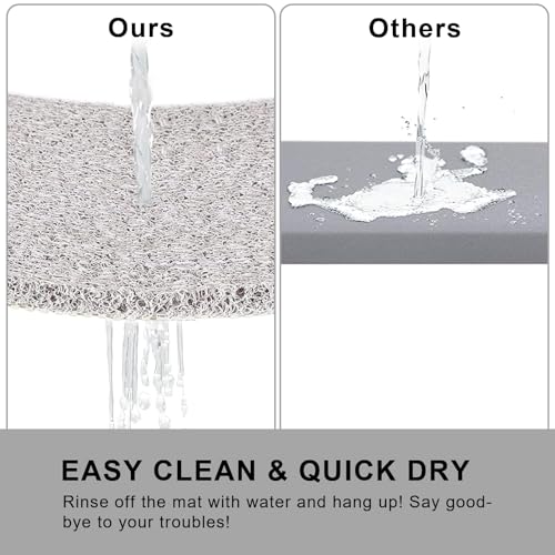 Nonslip Bathtub Mat, Anti Slip Bath Mat 0.6" Extra Thick, Quick Dry Bath Tub Anti Slip Shower Mat, Loofah Non-Slip Bath Mat for Tub Bathroom Pool Kitchen Entryway Home Hotel(Light Gray 16x24) - color: Light Grey, size: 24" x 16" (Rectangular)