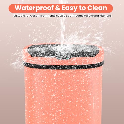 13 Gallon Automatic Kitchen Trash Can with Lid, Touchless Motion Sensor Garbage Can - Hygienic, Odor Control, Waterproof Waste Bin for Kitchen Bathroom Bedroom Office (50L), PP Plastic, Pink - color: Pink