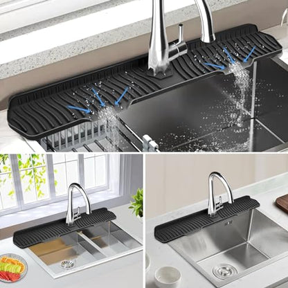 Kitchen Sink Splash Guard Gen2-30" x 6'' Silicone Sink Mat Splash Guard fit for Countertop, Bathroom,Farmhouse,RV by EBIGIC (Black) - color: Black 30in, size: 30”x 6.0”