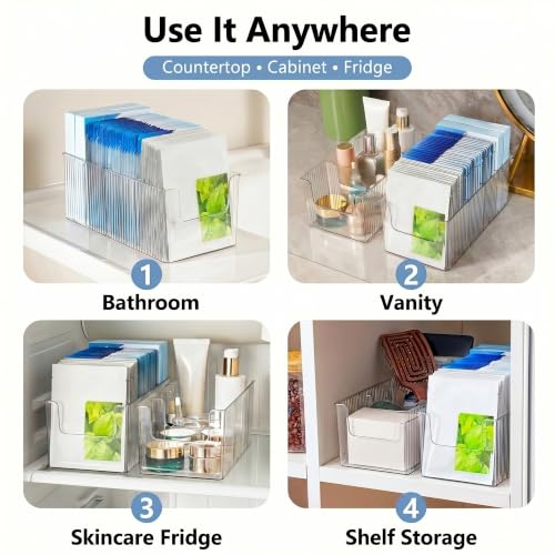 Skin Care Organizer & Face Mask Organizer with 4 Compartments | Sheet Mask Organizer & Makeup Palette Storage, Stackable Vanity Bin for Bathroom Countertop, Eyeshadow & Skincare Storage