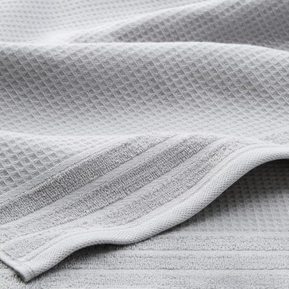 TOWN & COUNTRY BASICS 4-Piece Waffle Woven Terry Stripe Washcloth Set, 13x13-Inch, 100% Cotton, Quick Dry, Gray - color: Light Grey