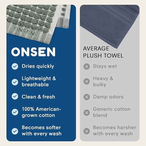 ONSEN Sculpted Terry Bath Towels, 100% American Cotton, Quick Dry Lint Free, Lightweight Absorbent Bath Towel Set with Hanging Loop, 28x55 in (Spruce, 2X Bath Towel) - color: Spruce, size: 2X Bath Towel
