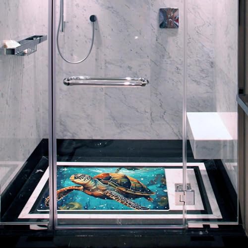 Bathtub Mats for Shower Tub, Sea Turtle Undersea Pattern Anti-Slip Bath Mats for Inside Tub, Bathroom Shower Mats with Drain Holes and Suction Cups - color: Multi 06