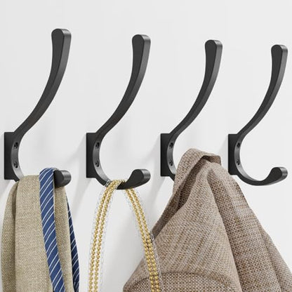 saffruff 8-Pack Wall Mount Coat Hooks, Heavy Duty Metal Hooks for Hanging Clothes, Backpack, Bag,Towel & Jacket, Strong 30 lbs Hold Closet Hanger, Black - size: 8 Pack