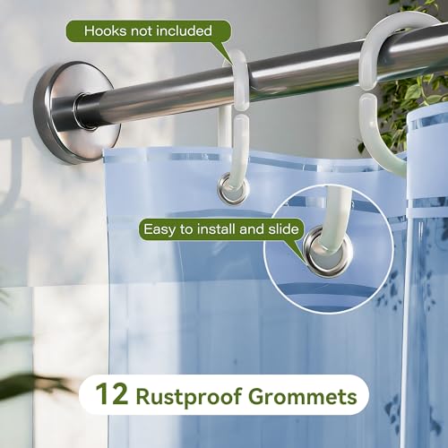 Plastic Shower Curtain Liner Pack of 2, Lightweight Clear Plastic Shower Liner PEVA 72 x 72 Waterproof Shower Curtains for Bathroom with 3 Strong Magnets and Rustproof Grommets, Clear Blue - color: Clear Blue, size: 72"W x 72"L (Pack of 2)