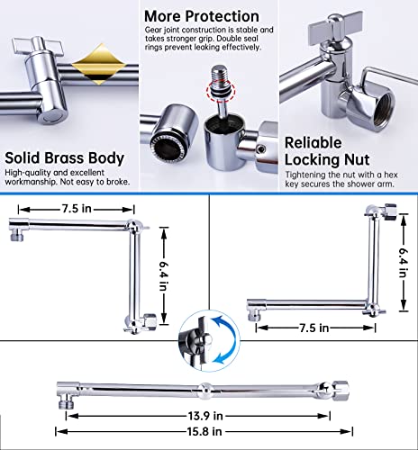 G-Promise All Metal 12 Inches Rainfall Shower Head with Handheld Combo | All Metal, Built to Last, Easy Install, Adjustable Height & Angle for All Heights, Extra Long Hose, Modern Upgrade - color: Chrome, size: 12 Inches