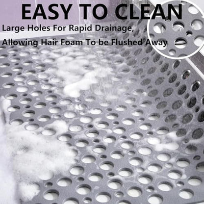 Casa and Beyond Shower Mat,Non Slip Bath Mat and Shower Mat with Suction Cups and Drain Holes,Bathroom Mat Easy to Clean Soft Machine Washable,Bathtub Mat Easy Dry&Cut (Blue,28" x 28"(Rectangular)) - color: Blue, size: 28" x 28" (Rectangular)