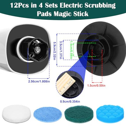 12Pcs Brush Heads Set, Cordless Electric Spin Scrubber Replaceable Brush Heads, Cordless Buffing Bonnet Pad for Household Cleaning Brushes, Bathroom, Floor, Tile, Car