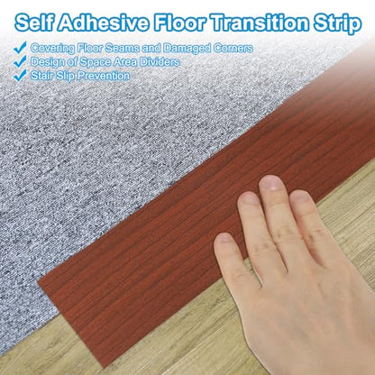 PATIKIL Self Adhesive Floor Transition Strip 3 in x 6.6 Ft, Vinyl Laminate Floor Flat Divider for Joining Floor Gaps Doorways Carpet Cover Floor Tiles Walnut