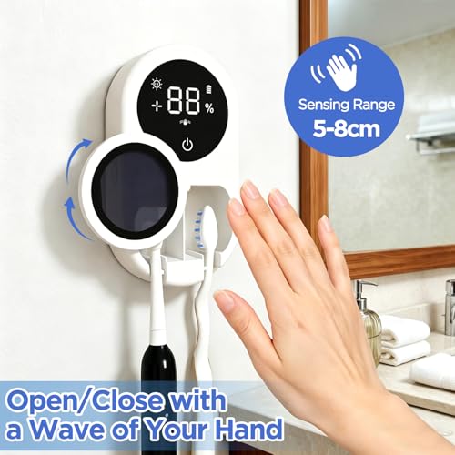UV Toothbrush Sanitizer Holder 600mAh，Fast Charge&Auto-Inductive | portable design with usb-c fast charging, suitable for home & travel. ideal for couples, families, bathrooms, rvs and dorms.
