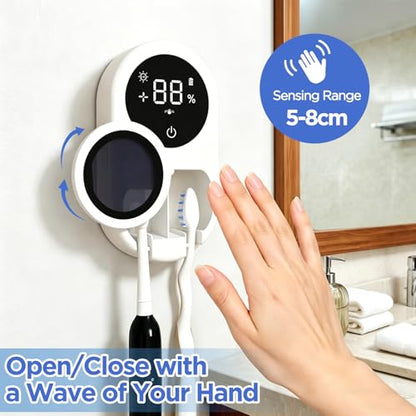 UV Toothbrush Sanitizer Holder 600mAh，Fast Charge&Auto-Inductive | portable design with usb-c fast charging, suitable for home & travel. ideal for couples, families, bathrooms, rvs and dorms.
