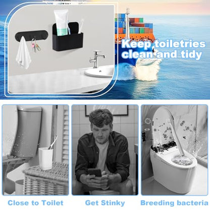 Magnetic Wall-Mounted Toothbrush Holder with Magnetic Hooks for Cruise ，Cruise Ship Essentials 2025- No Drilling Needed for Royal Caribbean & Alaska Cruise Ships, Caribbean Royal Must-Haves(Black) - color: Black