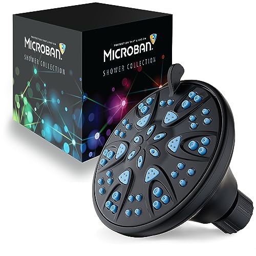 AquaDance Antimicrobial High Pressure 6-mode Anti-clog Luxury Shower Head | More Power, Better Shower Hygiene! Lifetime Antimicribial Nozzle Protection from Mold & Bacteria. Angle Adjustable - Black - color: Matte Black / Aqua Blue Jets, style: 2.5 Gallon