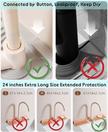 Kitchen Sink Splash Guard, 6°slope sink splash guard behind faucet, Faucet Mat Splash Catcher, Longer Silicone Sink Mat, Mat Protectors for Kitchen Sink (Grey, 24 inch)