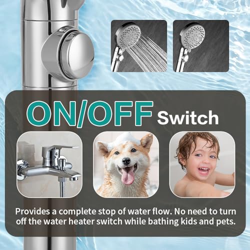 Handheld Shower Head with 79" Extra Long Hose 7 Modes, Chrome | High Pressure Shower Head with On/Off Switch Button, Powerful Wash Modes, for Baby and Pets Bath - color: Chrome, style: 6 Modes and Power Wash
