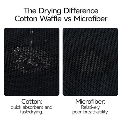 REDKISS Quick Dry Waffle Towel Set of 8, 100% Cotton,Lightweight & Highly Absorbent Waffle Towels for Bathroom, Spa, Gym, Pool-2 Bath Towels, 2 Hand Towels & 4 Washcloths,Black - color: Black