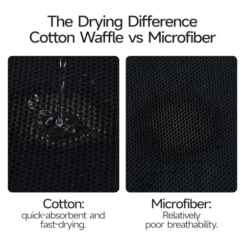 REDKISS Quick Dry Waffle Towel Set of 8, 100% Cotton,Lightweight & Highly Absorbent Waffle Towels for Bathroom, Spa, Gym, Pool-2 Bath Towels, 2 Hand Towels & 4 Washcloths,Black - color: Black