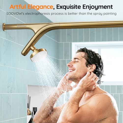 Dual Shower Head System- Double Showerheads for Couples - Golden | Two People 2 Person Gifts for Women Men - Thicker 304 Stainless Steel, High Pressure, Adjustable, Bathroom Upgrade, SPA-Like - color: Golden